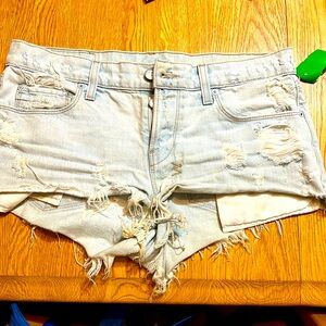 Ksubi Light Blue Jean Distressed Shorts